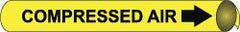 NMC - Pipe Marker with Compressed Air Legend and Arrow Graphic - 10 to 10" Pipe Outside Diam, Black on Yellow - Industrial Tool & Supply