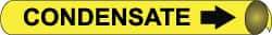 NMC - Pipe Marker with Condensate Legend and Arrow Graphic - 10 to 10" Pipe Outside Diam, Black on Yellow - Industrial Tool & Supply