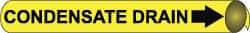 NMC - Pipe Marker with Condensate Drain Legend and Arrow Graphic - 10 to 10" Pipe Outside Diam, Black on Yellow - Industrial Tool & Supply