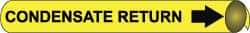 NMC - Pipe Marker with Condensate Return Legend and Arrow Graphic - 3-3/8 to 4-1/2" Pipe Outside Diam, Black on Yellow - Industrial Tool & Supply