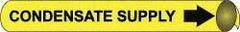 NMC - Pipe Marker with Condensate Supply Legend and Arrow Graphic - 1-1/8 to 2-3/8" Pipe Outside Diam, Black on Yellow - Industrial Tool & Supply