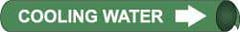NMC - Pipe Marker with Cooling Water Legend and Arrow Graphic - 1-1/8 to 2-3/8" Pipe Outside Diam, White on Green - Industrial Tool & Supply