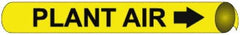 NMC - Pipe Marker with Plant Air Legend and Arrow Graphic - 10 to 10" Pipe Outside Diam, Black on Yellow - Industrial Tool & Supply