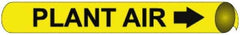 NMC - Pipe Marker with Plant Air Legend and Arrow Graphic - 8 to 10" Pipe Outside Diam, Black on Yellow - Industrial Tool & Supply