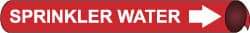 NMC - Pipe Marker with Sprinkler Water Legend and Arrow Graphic - 10 to 10" Pipe Outside Diam, White on Red - Industrial Tool & Supply