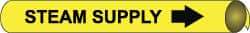 NMC - Pipe Marker with Steam Supply Legend and Arrow Graphic - 10 to 10" Pipe Outside Diam, Black on Yellow - Industrial Tool & Supply