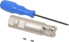 Iscar - 1" Cut Diam, 0.394" Max Depth of Cut, 1" Shank Diam, 3-3/4" OAL, Indexable Square Shoulder End Mill - AP..1003.., HM90 AP..1003.. Inserts, Weldon Shank, 90° Lead Angle, Series Heli2000 - Industrial Tool & Supply