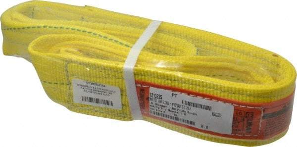 Lift-All - 4' Long x 3" Wide, 8,600 Lb Vertical Capacity, 2 Ply, Polyester Web Sling - 6,900 Lb Choker Capacity, Yellow - Industrial Tool & Supply