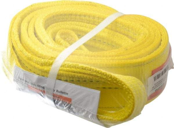 Lift-All - 8' Long x 3" Wide, 8,600 Lb Vertical Capacity, 2 Ply, Polyester Web Sling - 6,900 Lb Choker Capacity, Yellow - Industrial Tool & Supply
