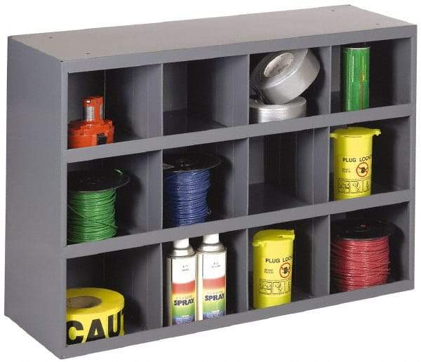 Durham - 12 Drawer, 12 Compartment, Small Parts Large Opening Storage Bin - 11-29/32" Deep x 33-7/8" Wide x 23-7/8" High - Industrial Tool & Supply