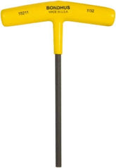Bondhus - 1/4" Hex, T-Handle Cushion Grip, Hex Key - 6" OAL, Protanium High Torque Steel, Inch System of Measurement - Industrial Tool & Supply