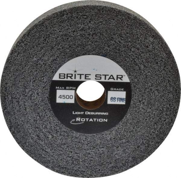 Brite Star - 6" Diam, 1" Face Width, 1" Center Hole, Fine Grade, Silicon Carbide Deburring Wheel - Convolute, Soft Density 7 Grade, 6,000 RPM - Industrial Tool & Supply