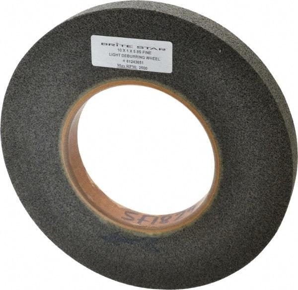Brite Star - 10" Diam, 1" Face Width, 5" Center Hole, Fine Grade, Silicon Carbide Deburring Wheel - Convolute, Hard Density 8 Grade, 3,600 RPM - Industrial Tool & Supply