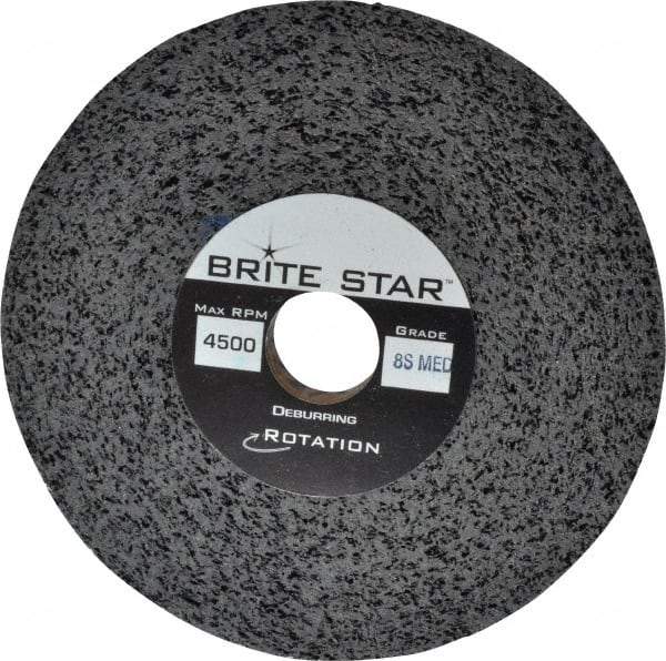 Brite Star - 6" Diam, 1/2" Face Width, 1" Center Hole, Medium Grade, Silicon Carbide Deburring Wheel - Convolute, Hard Density 8 Grade, 4,500 RPM - Industrial Tool & Supply