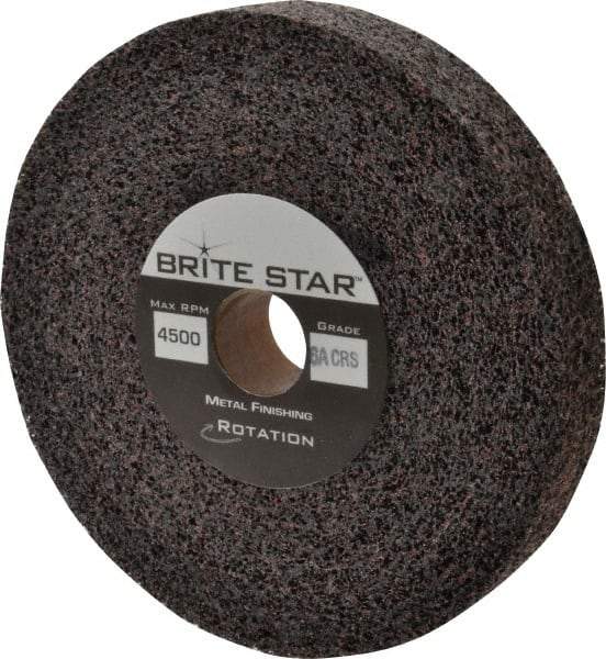 Brite Star - 6" Diam, 1" Face Width, 1" Center Hole, Coarse Grade, Aluminum Oxide Deburring Wheel - Convolute, Medium Density 6 Grade, 6,000 RPM - Industrial Tool & Supply