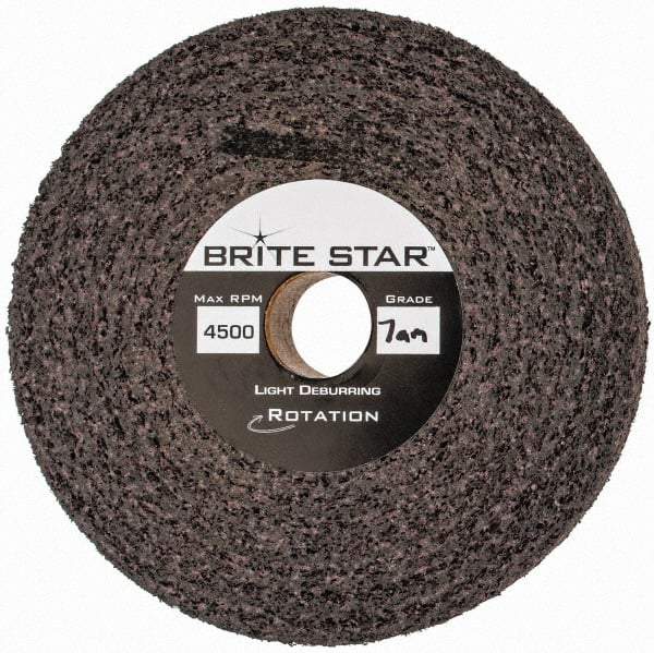 Brite Star - 6" Diam, 1" Face Width, 1" Center Hole, Medium Grade, Aluminum Oxide Deburring Wheel - Convolute, Hard Density 8 Grade, 6,000 RPM - Industrial Tool & Supply
