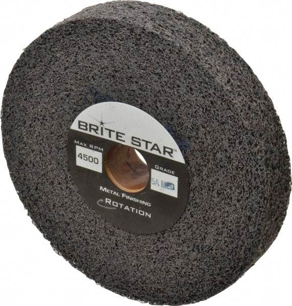 Brite Star - 6" Diam, 1" Face Width, 1" Center Hole, Medium Grade, Aluminum Oxide Deburring Wheel - Convolute, Soft Density 5 Grade, 6,000 RPM - Industrial Tool & Supply
