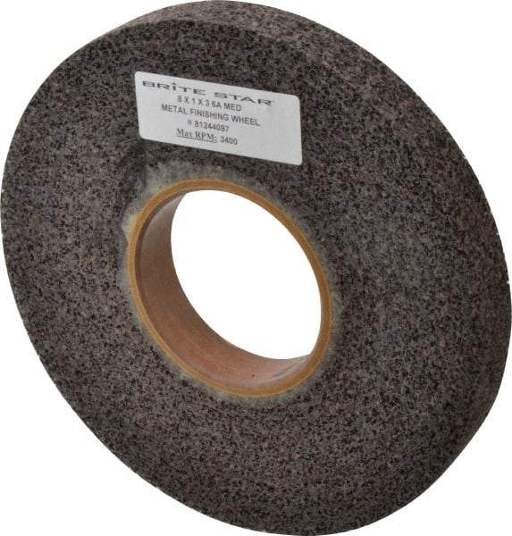 Brite Star - 8" Diam, 1" Face Width, 3" Center Hole, Medium Grade, Aluminum Oxide Deburring Wheel - Convolute, Medium Density 6 Grade, 4,500 RPM - Industrial Tool & Supply