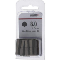 Wiha - 8mm Hex Screwdriver Bit - 1/4" Drive, 1" OAL - Industrial Tool & Supply