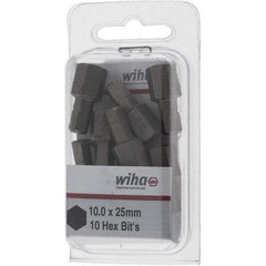 Wiha - 10mm Hex Screwdriver Bit - 1/4" Drive, 1" OAL - Industrial Tool & Supply