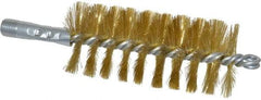 Schaefer Brush - 4-1/2" Brush Length, 2" Diam, Double Stem, Single Spiral Tube Brush - 8" Long, Brass, 1/4" NPSM Male Connection - Industrial Tool & Supply