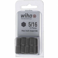 Wiha - 0.312" Hex Screwdriver Bit - 1/4" Drive, 1" OAL - Industrial Tool & Supply