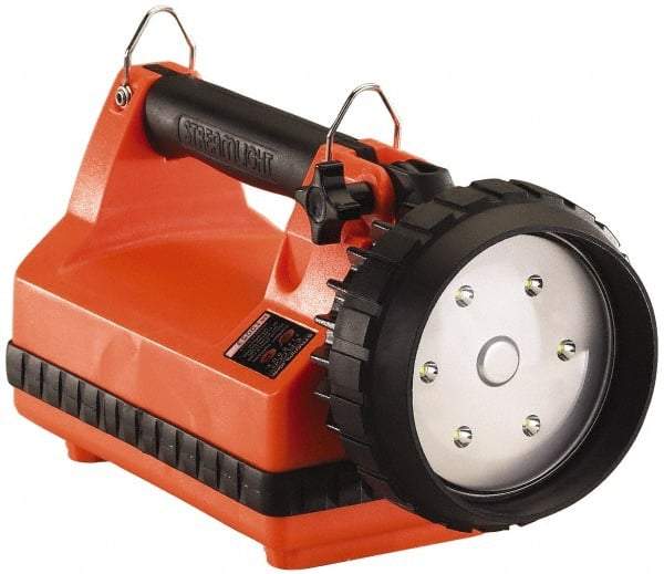 Streamlight - White LED Bulb, 615 Lumens, Spotlight/Lantern Flashlight - Orange Plastic Body, 1 Lead-Acid Battery Included - Industrial Tool & Supply