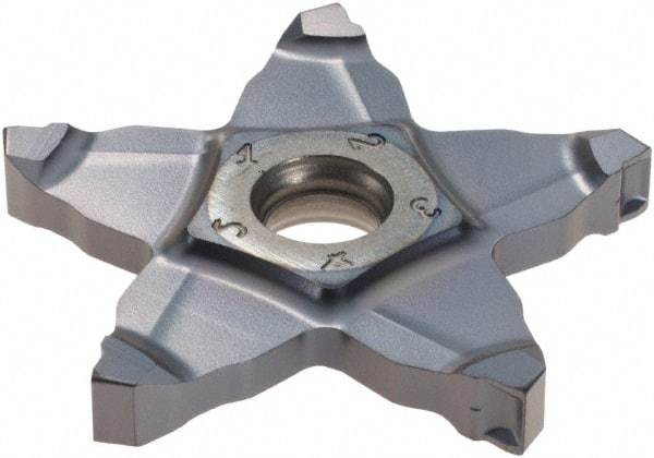 Iscar - PENTA34N400 IC908 Grade, 0.1575" Cutting Width, Carbide Cutoff Insert - Neutral Lead Angle, 0.0118" Cnr Rad, TiAlN Coated - Industrial Tool & Supply