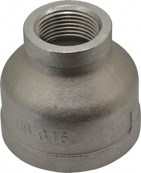 Merit Brass - 1-1/2 x 3/4" Grade 316 Stainless Steel Pipe Reducer Coupling - FNPT x FNPT End Connections, 150 psi - Industrial Tool & Supply