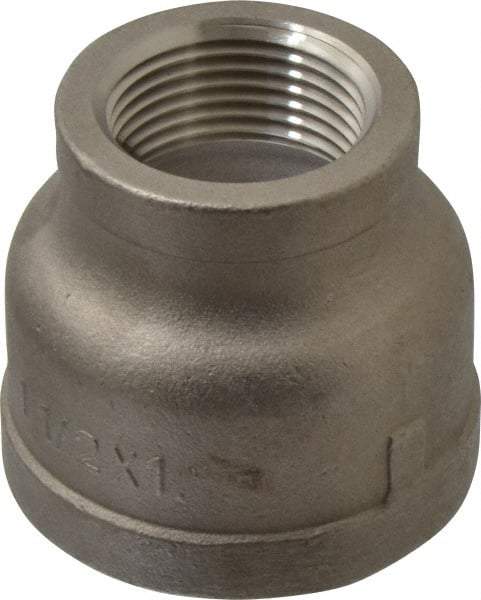 Merit Brass - 1-1/2 x 1" Grade 316 Stainless Steel Pipe Reducer Coupling - FNPT x FNPT End Connections, 150 psi - Industrial Tool & Supply