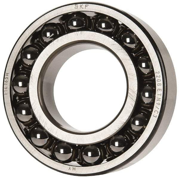 SKF - 40mm Bore Diam, 80mm OD, Open Self Aligning Radial Ball Bearing - 23mm Wide, 2 Rows, Round Bore, 2,250 Lb Static Capacity, 7,170 Lb Dynamic Capacity - Industrial Tool & Supply