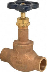 NIBCO - 3/4" Pipe, Soldered Ends, Bronze Integral Globe Valve - PTFE Disc, Screw-In Bonnet, 200 psi WOG, 125 psi WSP, Class 125 - Industrial Tool & Supply