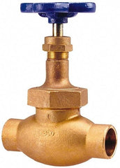 NIBCO - 1-1/2" Pipe, Soldered Ends, Bronze Integral Globe Valve - PTFE Disc, Union Bonnet, 300 psi WOG, 150 psi WSP, Class 150 - Industrial Tool & Supply