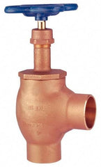 NIBCO - 2-1/2" Pipe, Class 125, Soldered Bronze Renewable Angle Gate Valve - 200 WOG, 125 WSP, Screw-In Bonnet - Industrial Tool & Supply