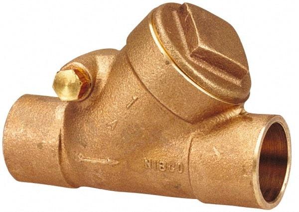 NIBCO - 1-1/4" Bronze Check Valve - Y-Pattern, Soldered x Soldered, 300 WOG - Industrial Tool & Supply