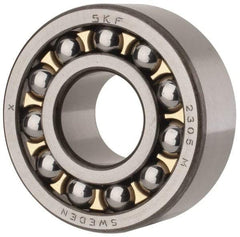 SKF - 25mm Bore Diam, 62mm OD, Open Self Aligning Radial Ball Bearing - 24mm Wide, 2 Rows, Round Bore, 1,470 Lb Static Capacity, 5,440 Lb Dynamic Capacity - Industrial Tool & Supply