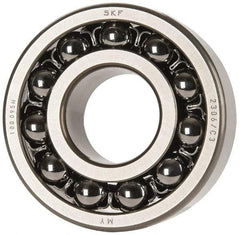 SKF - 30mm Bore Diam, 72mm OD, Open Self Aligning Radial Ball Bearing - 27mm Wide, 2 Rows, Round Bore, 1,980 Lb Static Capacity, 7,010 Lb Dynamic Capacity - Industrial Tool & Supply