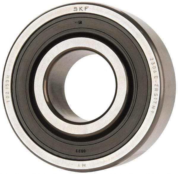 SKF - 30mm Bore Diam, 72mm OD, Double Seal Self Aligning Radial Ball Bearing - 27mm Wide, 2 Rows, Round Bore, 1,980 Lb Static Capacity, 7,010 Lb Dynamic Capacity - Industrial Tool & Supply