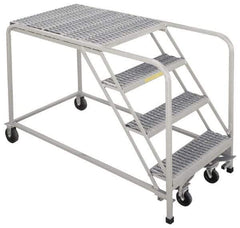 PW Platforms - 40" 4 Step Platform - Rolling Work Platform, 500 Lb Capacity, 40" Platform Height, 32" Base Width x 67" Base Depth, Perforated Tread - Industrial Tool & Supply