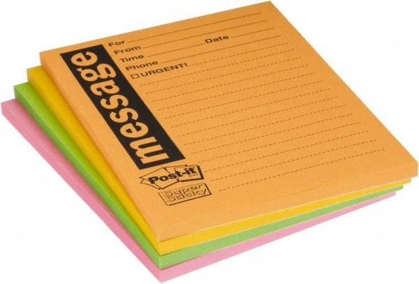 3M - 90 Sheet, 4 x 5", Note Pad/Writing Pad/Notebook - Yellow - Industrial Tool & Supply