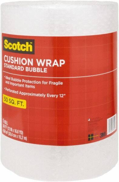 3M - 50' Long x 12" Wide, Cushion Wrap - Clear - Industrial Tool & Supply