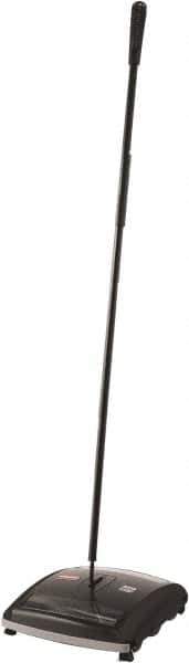 Rubbermaid - 7-1/2" Sweeping Width, Dual Brush Walk Behind Sweeper - Manual Push, Rubber Wheels, Nylon Bristles - Industrial Tool & Supply