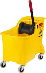 Rubbermaid - 31 Qt Plastic Bucket & Wringer - 22-5/8" Long x 32-1/4" High x 13-1/4" Wide, Yellow - Industrial Tool & Supply