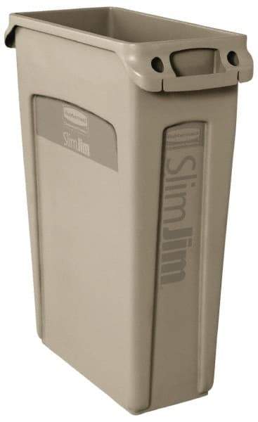 Rubbermaid - 23 Gal Beige Rectangle Trash Can - Polyethylene, 30" High x 22" Long x 11" Wide - Industrial Tool & Supply