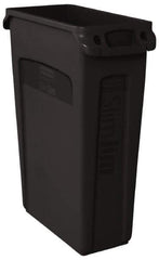 Rubbermaid - 23 Gal Black Rectangle Trash Can - Polyethylene, 30" High x 22" Long x 11" Wide - Industrial Tool & Supply