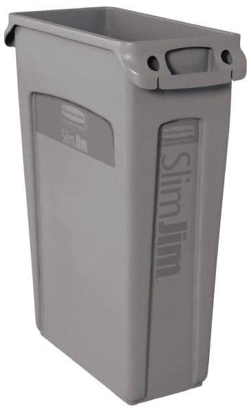 Rubbermaid - 23 Gal Gray Rectangle Trash Can - Polyethylene, 30" High x 22" Long x 11" Wide - Industrial Tool & Supply