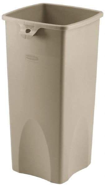 Rubbermaid - 23 Gal Beige Square Trash Can - Polyethylene, 30.9" High x 16-1/2" Long x 15-1/2" Wide - Industrial Tool & Supply