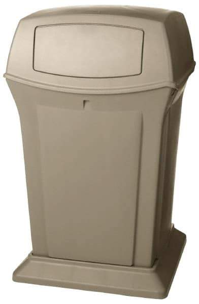 Rubbermaid - 45 Gal Beige Square Trash Can - Polyethylene, 41-1/2" High x 24-7/8" Long x 24-7/8" Wide - Industrial Tool & Supply