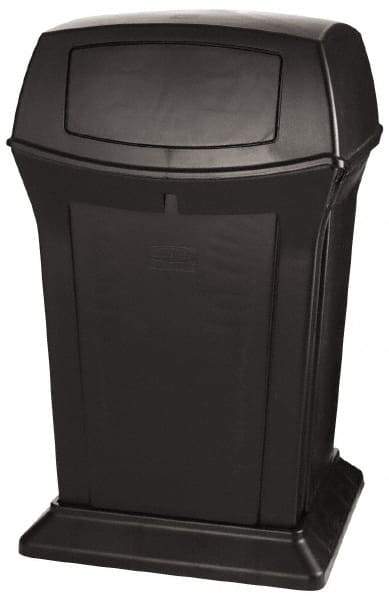 Rubbermaid - 45 Gal Black Square Trash Can - Polyethylene, 41-1/2" High x 24-7/8" Long x 24-7/8" Wide - Industrial Tool & Supply