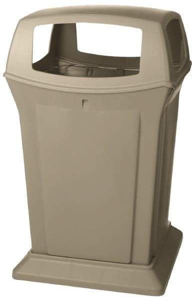 Rubbermaid - 45 Gal Beige Square Trash Can - Polyethylene, 41-1/2" High x 24-7/8" Long x 24-7/8" Wide - Industrial Tool & Supply